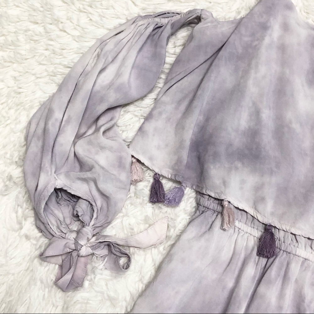 AE Purple Cold Shoulder Tie Dye Tassel Romper Sz S - Picture 4 of 11